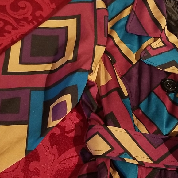 Mason Thomas Colorful jacket w/belt size X-Lrg - Picture 9 of 12